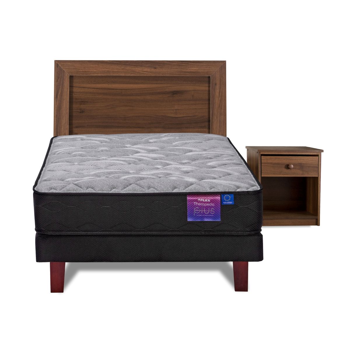 FLEX - Cama Europea Therapedic plus 1,5 pl box + set Asturias