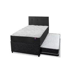 FLEX - Diván Therapedic Plus 1.5 plaza 105x200 + Respaldo Royal negro