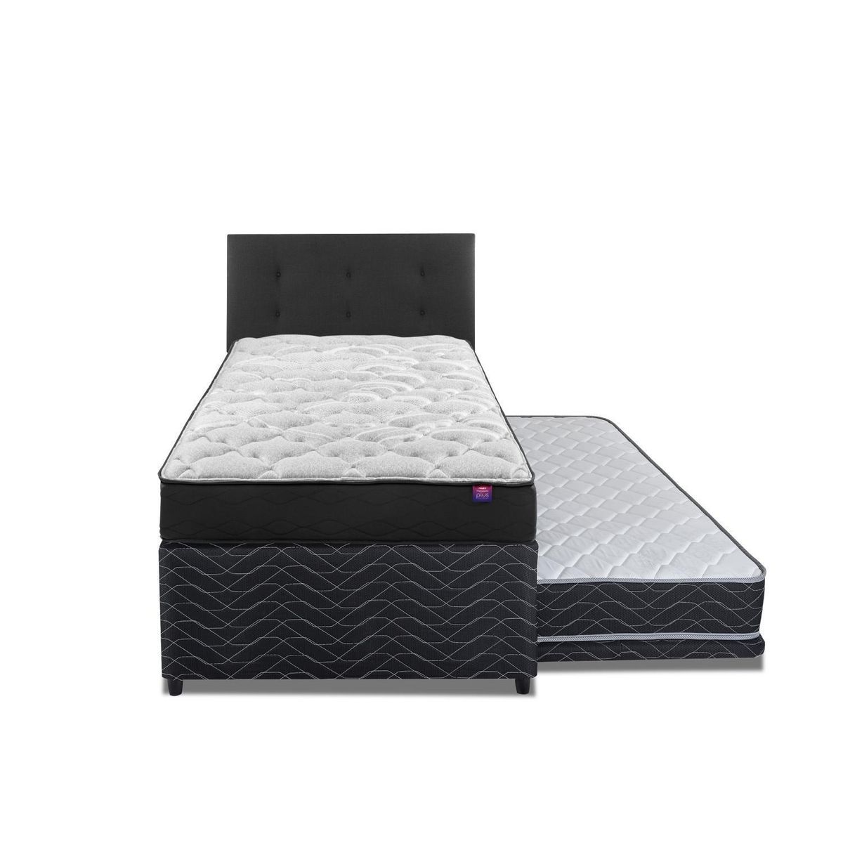 FLEX - Diván Therapedic Plus 1.5 plaza 105x200 + Respaldo Royal negro