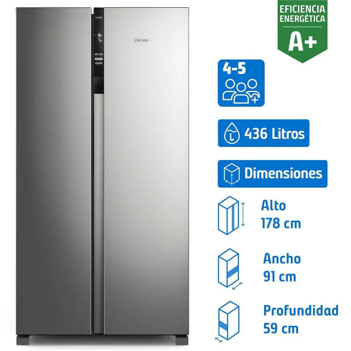 FENSA - Refrigerador Side by Side No Frost 436 Litros Inox SFX440