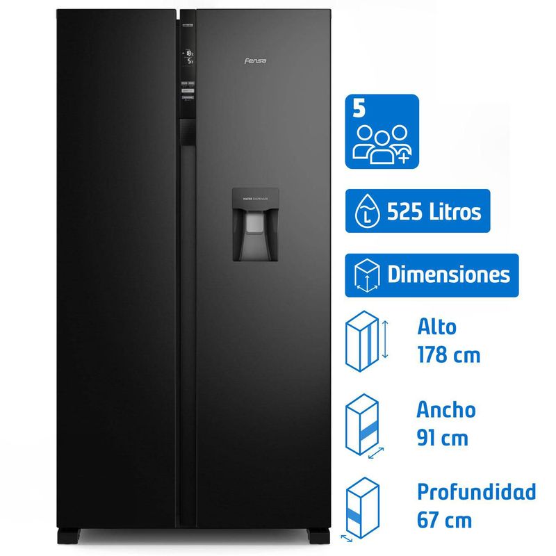 FENSA Refrigerador Side by Side No Frost 525 Litros Negro SFX530B