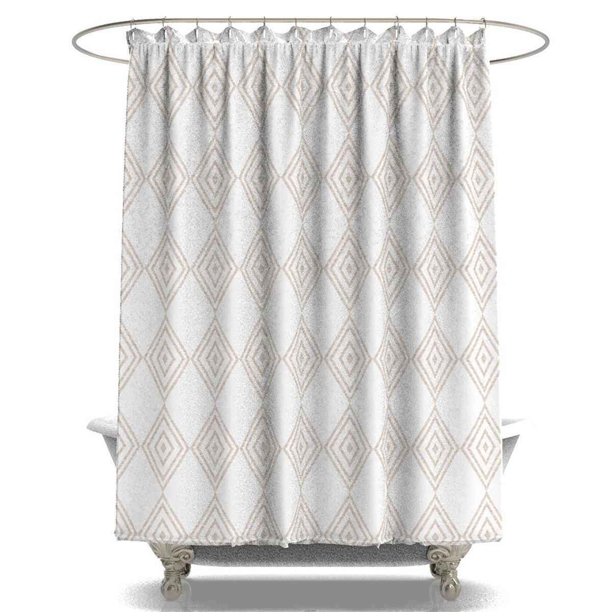 DECO EXPRESS - Cortina De baño 180x180 cm Blanco y Amarillo