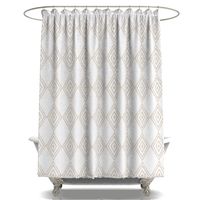 Cortina De baño 180x180 cm Blanco y Amarillo