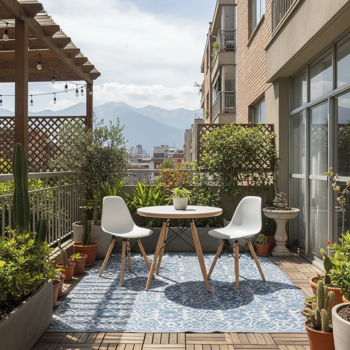 DE PIES A CABEZA - Set De Mesa Blanca Y Dos Sillas Gris Eames