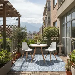 DE PIES A CABEZA - Set De Mesa Blanca Y Dos Sillas Gris Eames