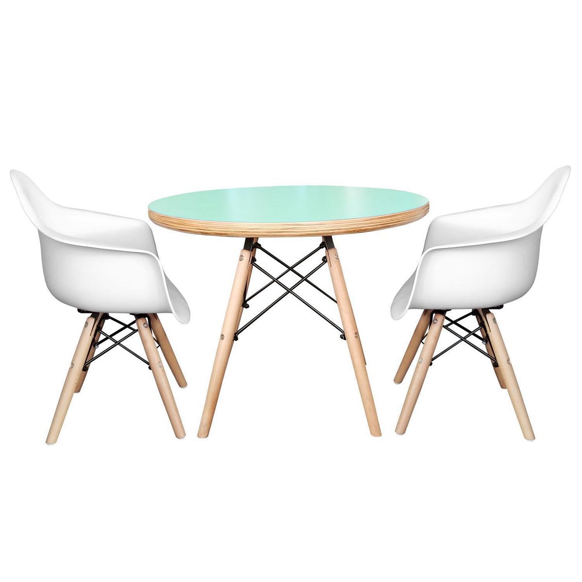 DE PIES A CABEZA - Set De Mesa Cubierta Menta Y Dos Sillas Eames