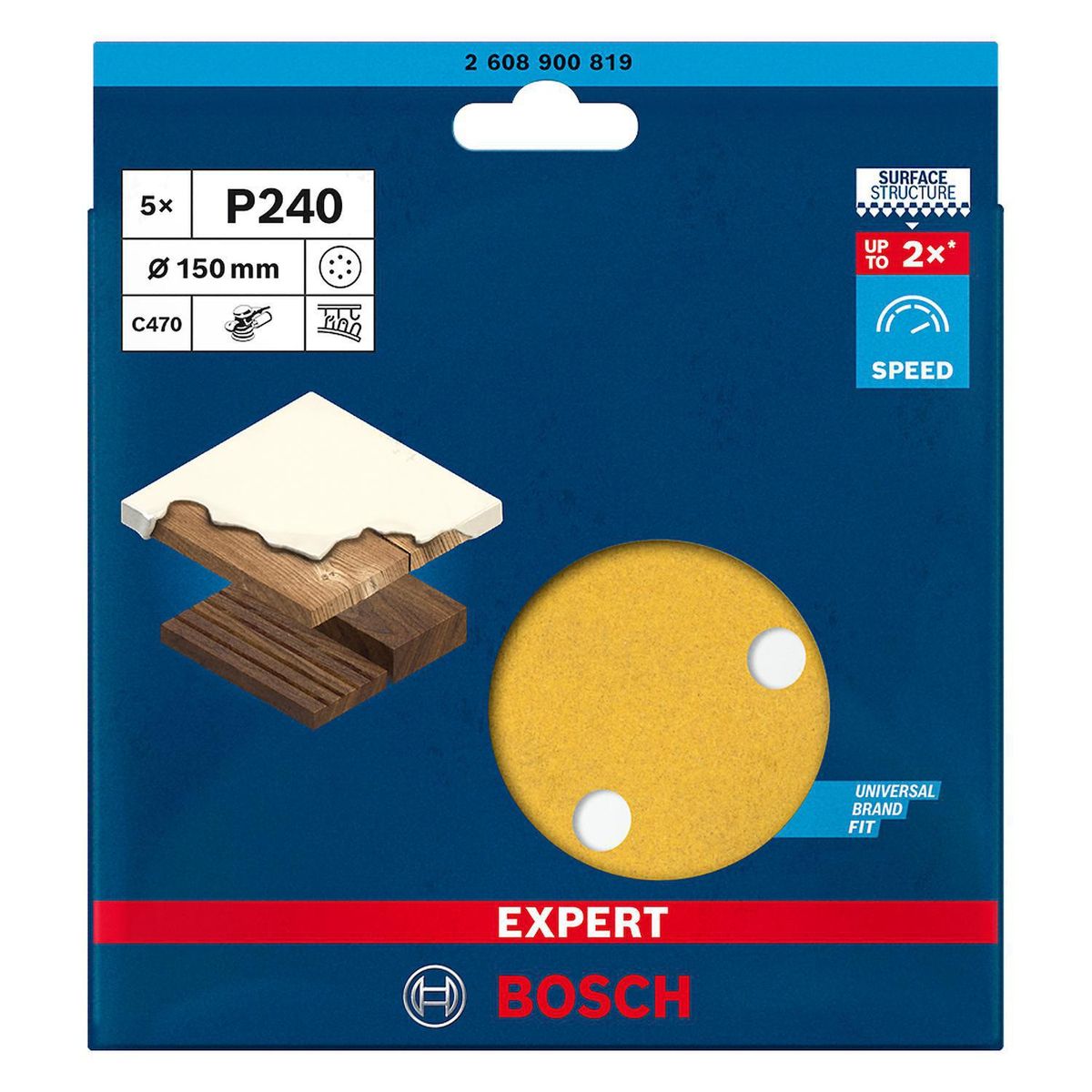 BOSCH - Lija Excéntrica Para Madera Pintura 150Mm - Grano 240 5 U