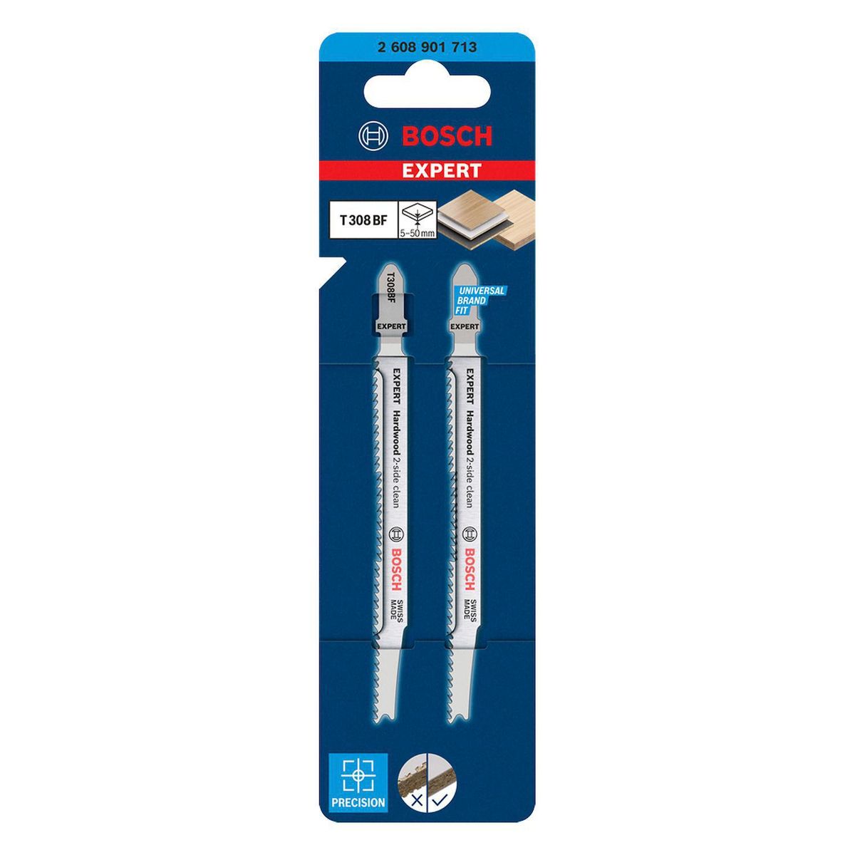 BOSCH - Hoja de sierra caladora para madera dura cortes limpios ambos lados