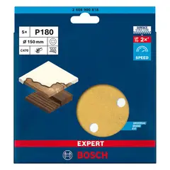 BOSCH - Lija excéntrica para madera pintura 150mm - grano 180 5 u