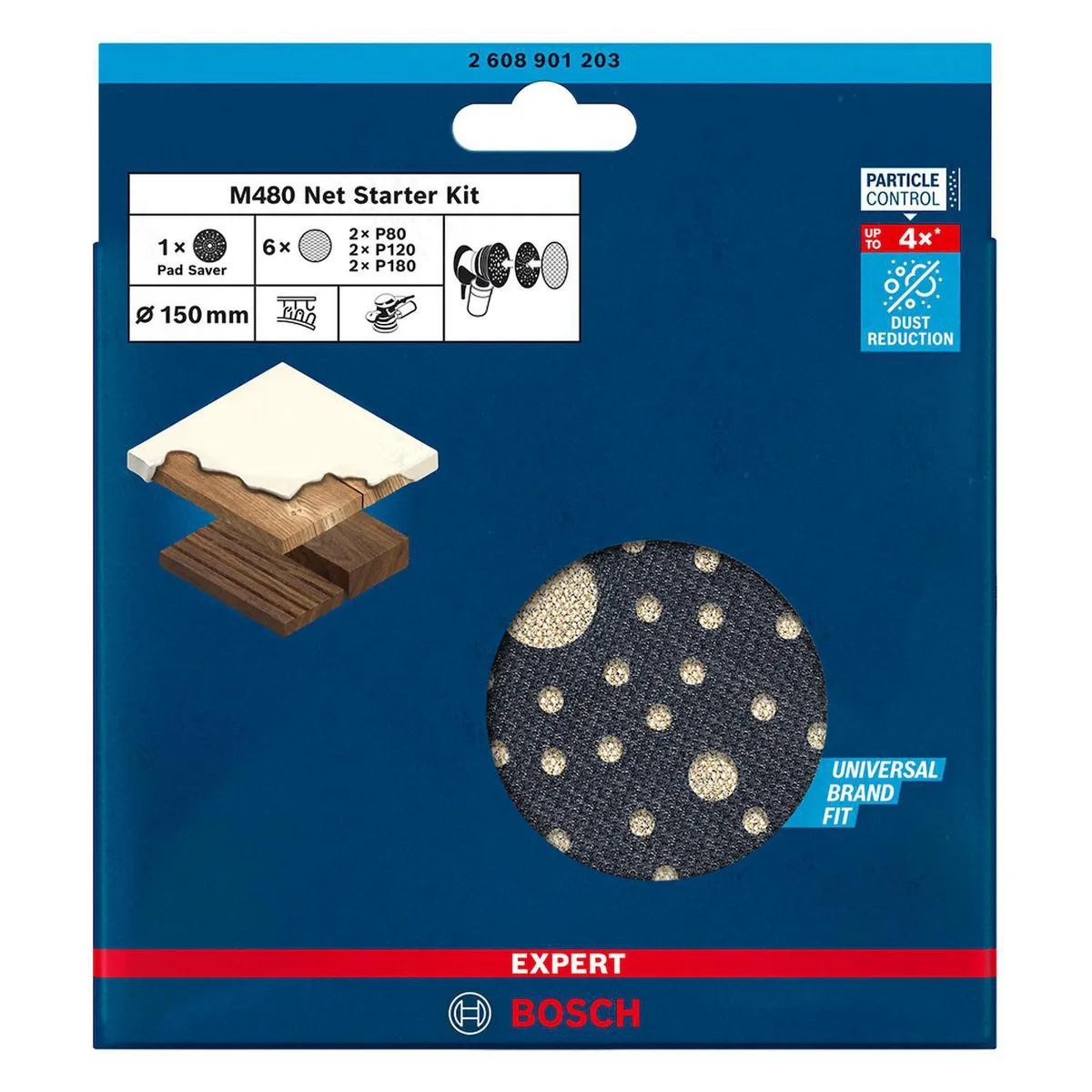 BOSCH - Starter kit lijado 6x malla abrasiva 150mm + 1 respaldo multiperforado