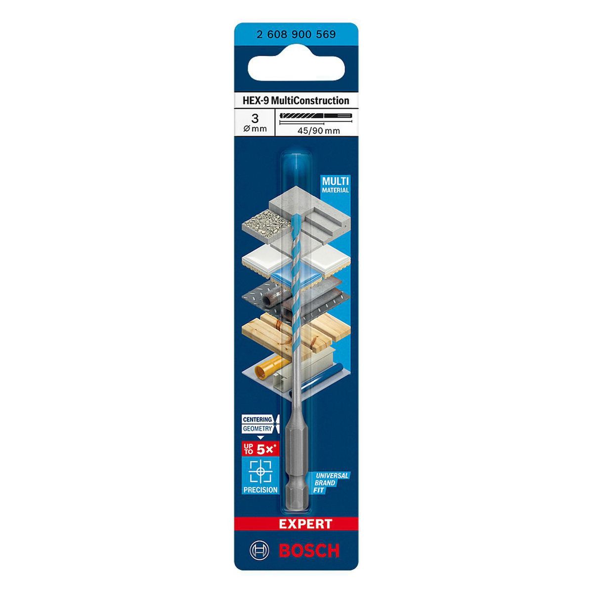 BOSCH - Broca multiconstruction 3mm - toma hexagonal 1/4