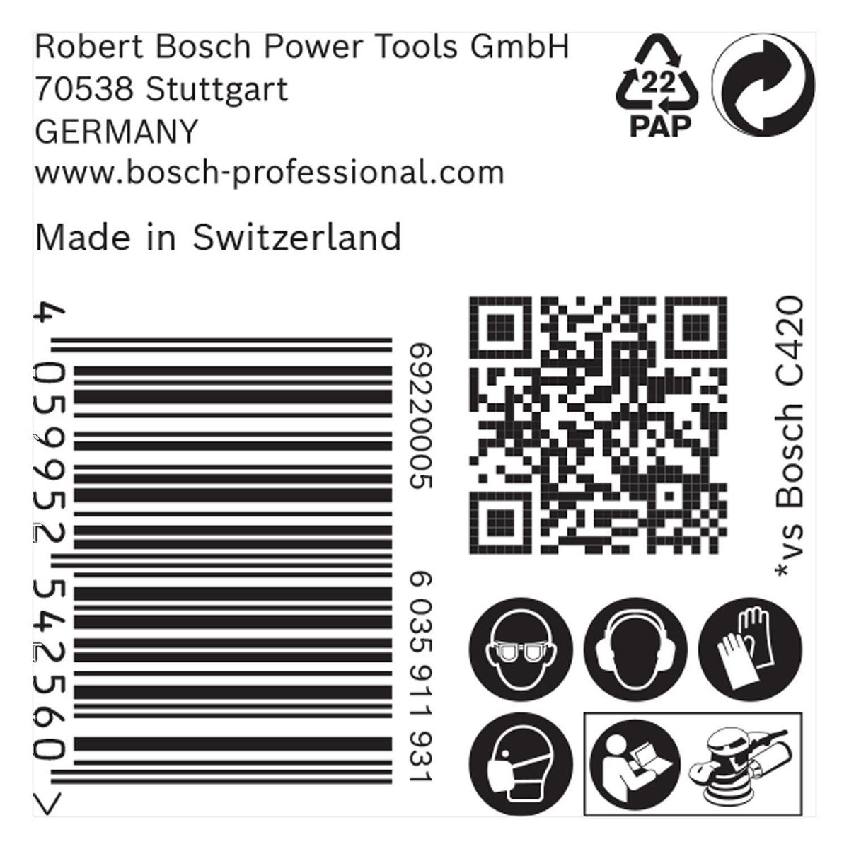 BOSCH - Lija excéntrican para madera pintura 150mm - grano 60 50 u