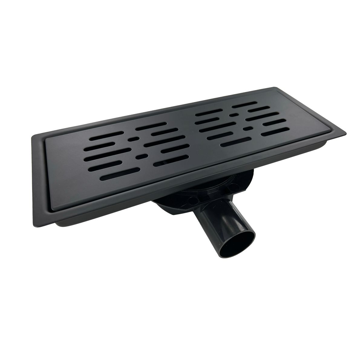 CORSOVALV - Pileta Acero Inoxidable Negro Mate Rectangular 12x30 cm Trampa Pvc 40 mm