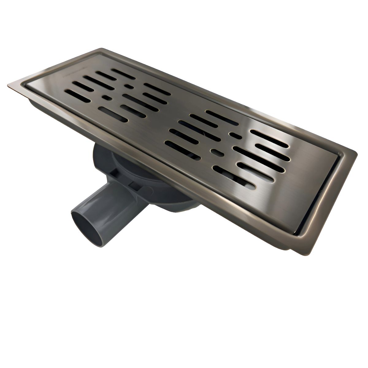 CORSOVALV - Pileta Acero Inoxidable Bronce Antiguo Rectangular 12x30 cm Trampa Pvc 40 mm