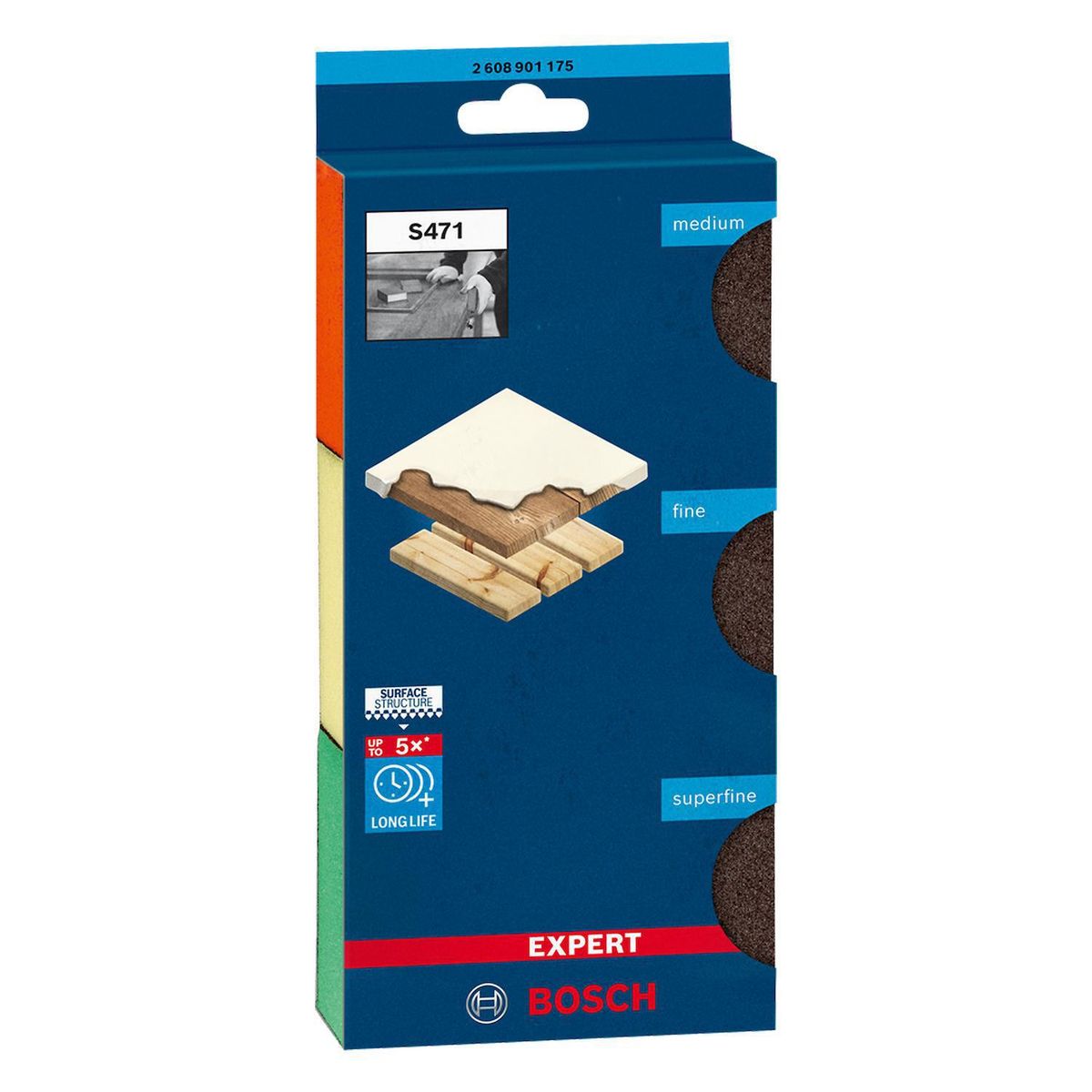 BOSCH - Pack 5 Esponjas Abrasivas Recta 69x26x97 mm