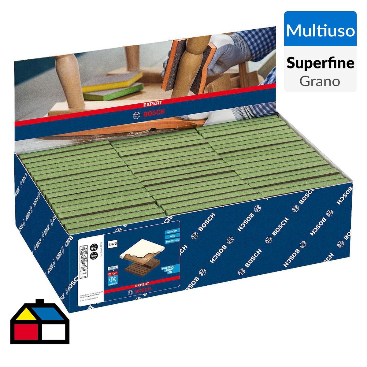 BOSCH - Pack 50 Esponjas Abrasivas Contornos 9,8x12x13 mm Grano Superfino