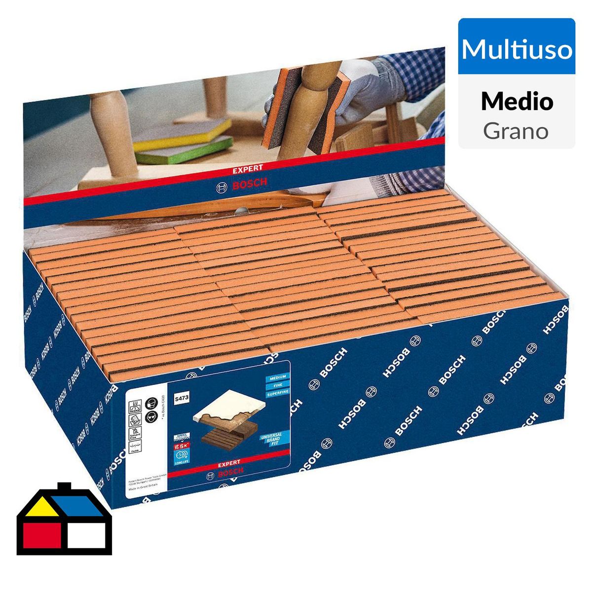 BOSCH - Pack 50 Esponjas Abrasivas Bosch Contornos Grano Medio 9.8x12x13cm