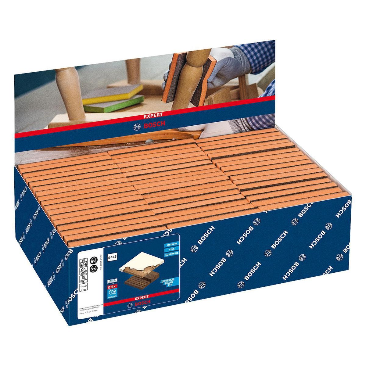 BOSCH - Pack 50 Esponjas Abrasivas Bosch Contornos Grano Medio 9.8x12x13cm