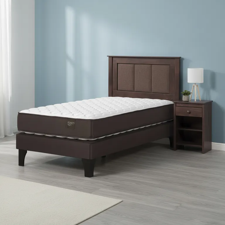 Cama 1 Plaza Europea Ergo T + Respaldo + Velador