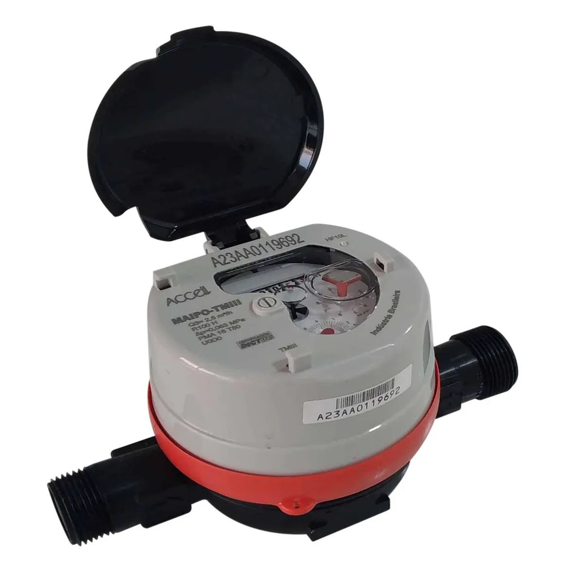 ACCELL - Medidor agua fria 1/2" Composite Roscas Iguales con unión