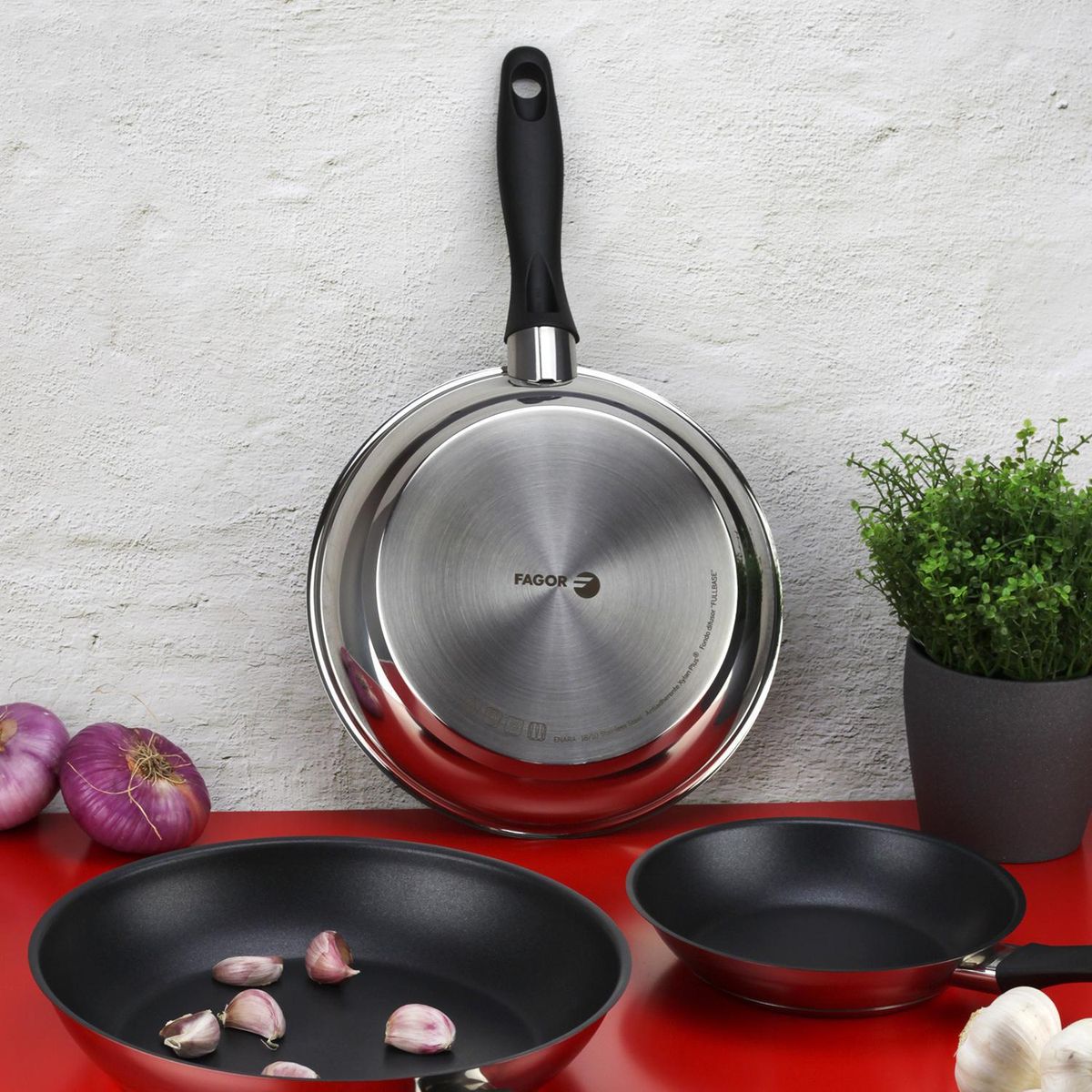 Fagor - Sartén Antiadherente 28 cm Acero inoxidable Plateado