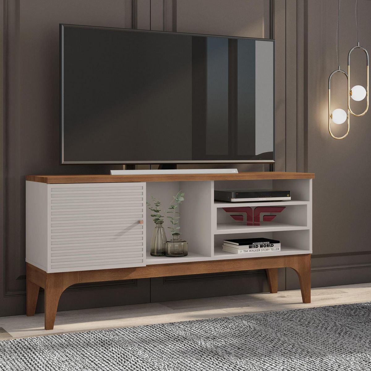 EXIT - Rack Veneza, para tv hasta 60", 136 X 36,5 X 67,3 cm, beige/matte