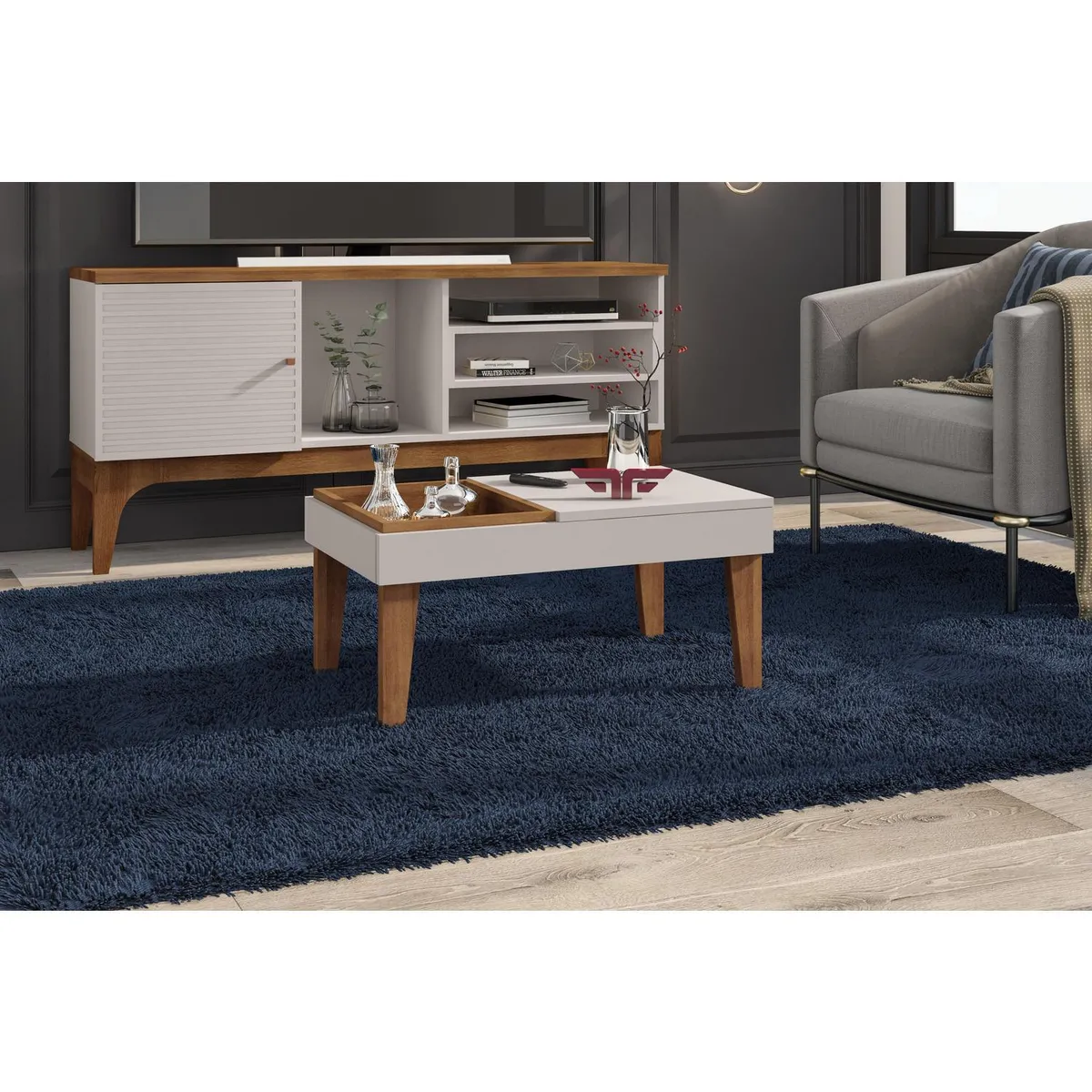 EXIT - Mesa Centro Veneza moderna 68,2x41,5x34,5 cm beige/matte