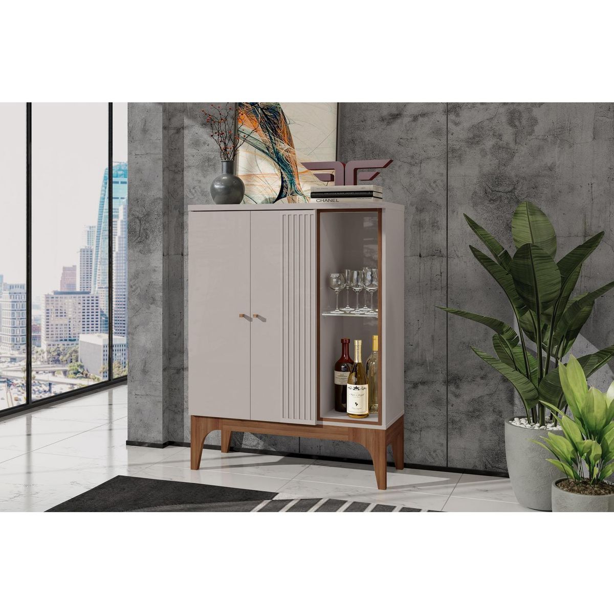 EXIT - Bar Veneza Moderno 90.3x122x36 cm Beige/matte