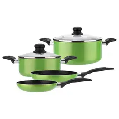 FANTUZZI - Batería de Cocina 6 Piezas Aluminio Gourmet Verde