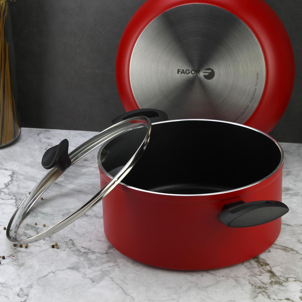 Fagor - Olla antiadherente 24 cm máxima roja