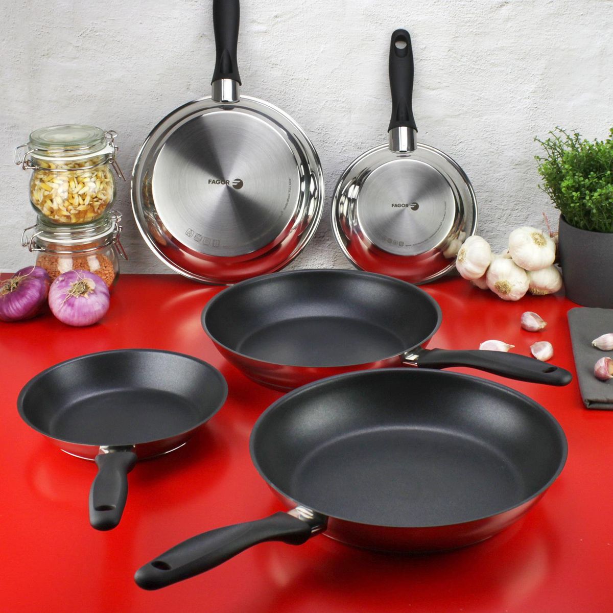 Fagor - Sartén Antiadherente 20 cm Acero inoxidable Plateado