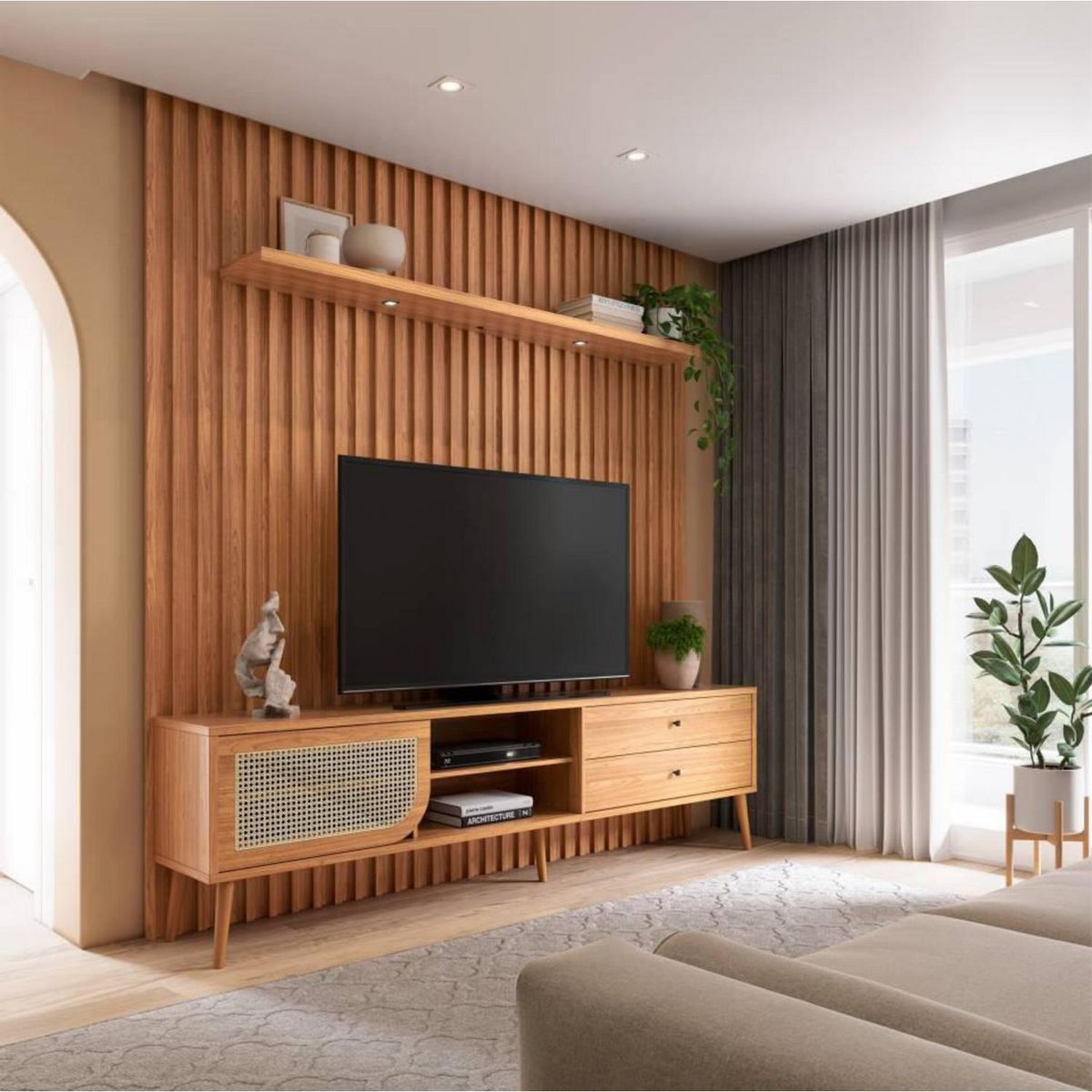 DECOCASA - Rack TB311 ratán castaño