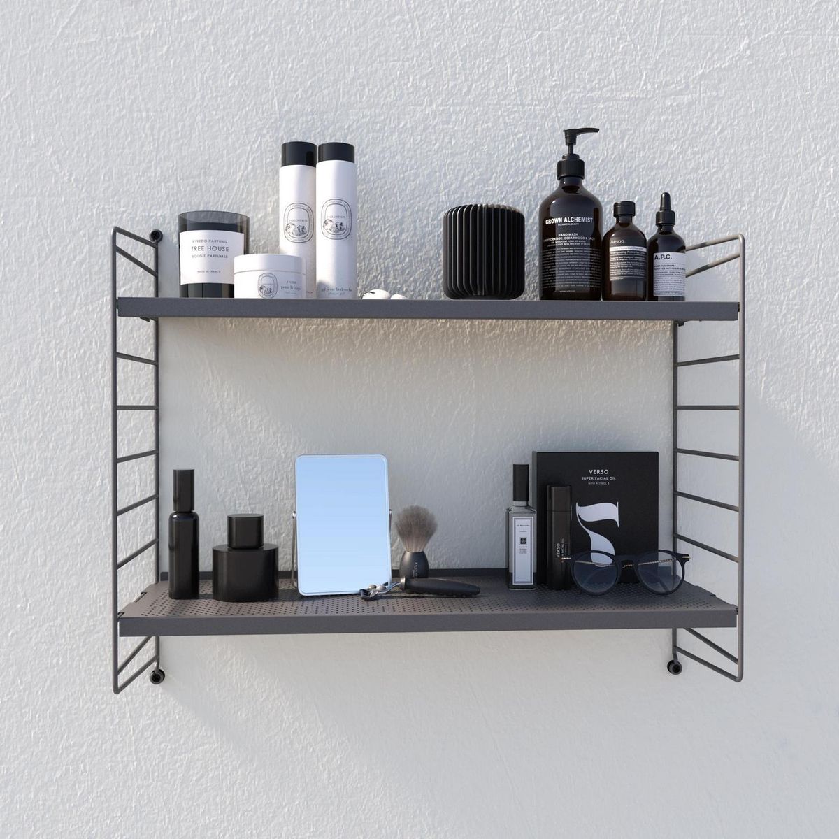 DUCASSE - Repisa Vintage Acero 2 Nivel(es) 22x5x64 cm Gris