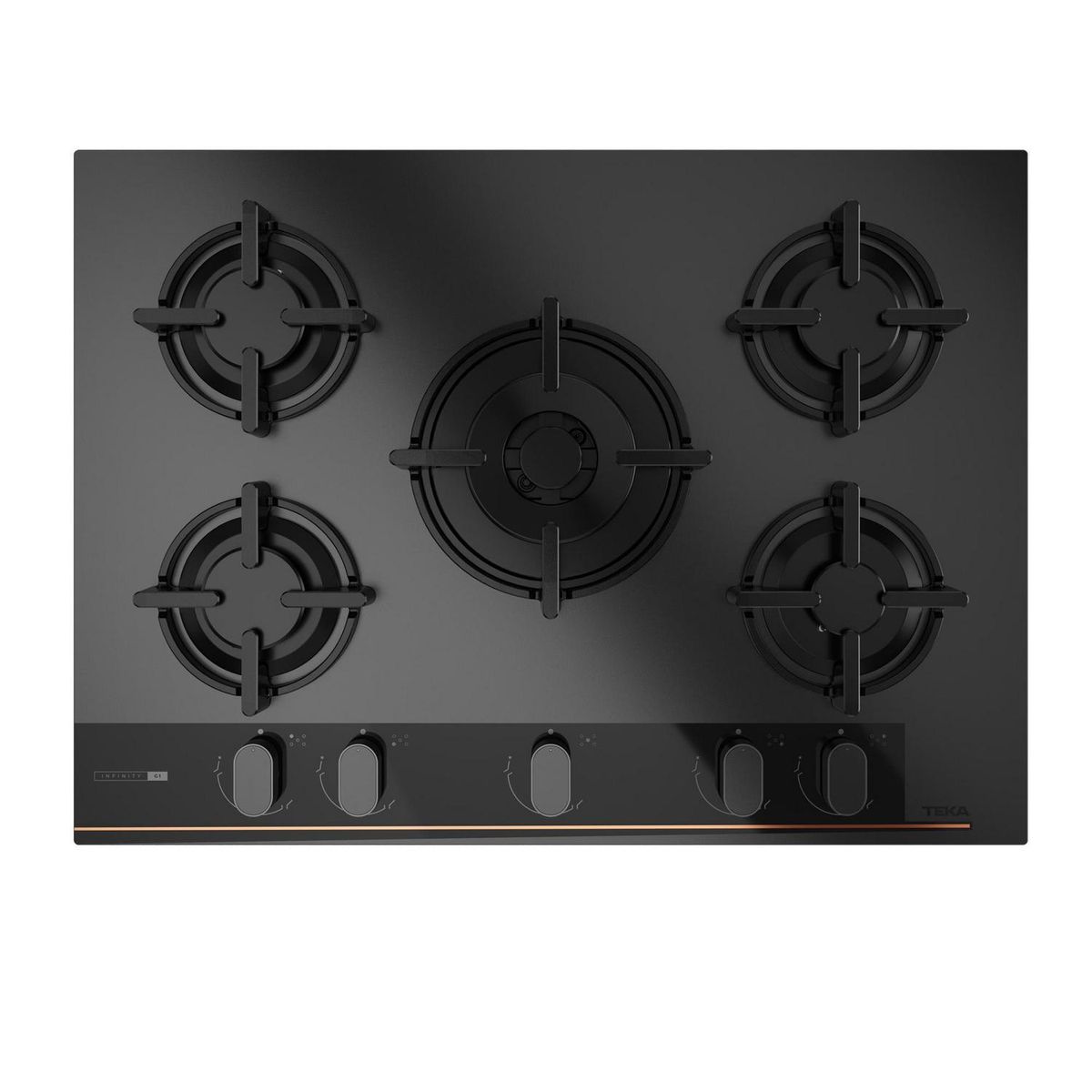 TEKA - Encimera Gas Licuado 5 Platos Negro Mate GBC 75 INFINITY G1