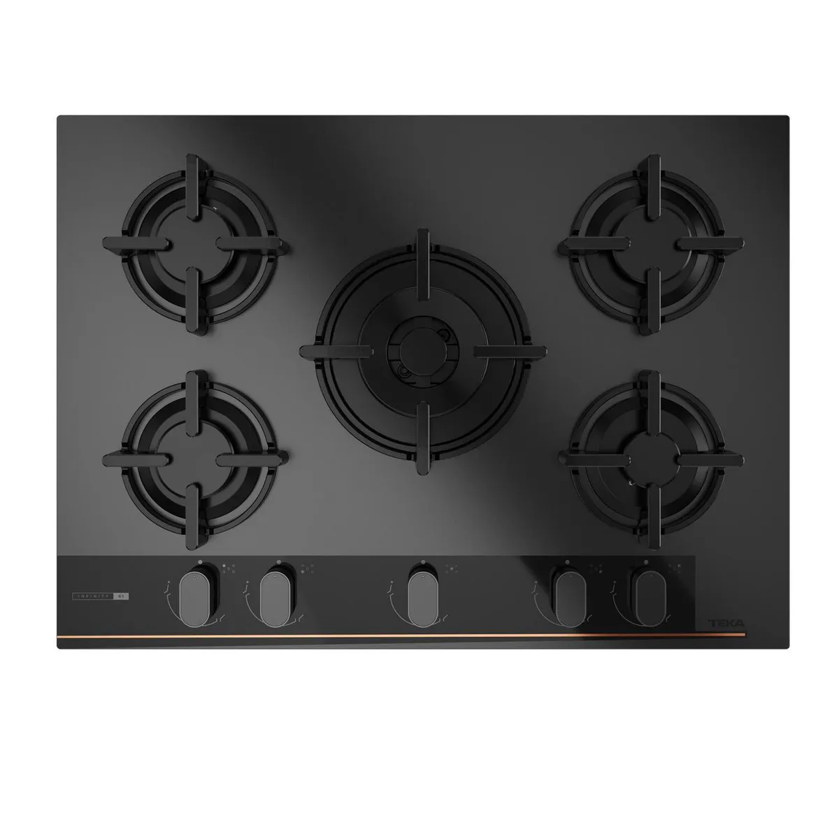 TEKA - Encimera Gas Licuado 5 Platos Negro Mate GBC 75 INFINITY G1