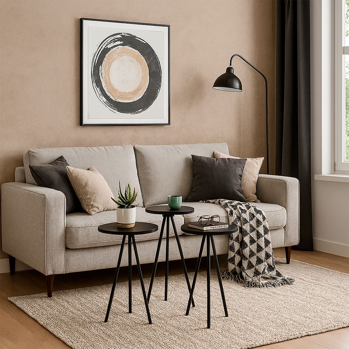 DECOCASA - Set Mesas Lateral 27942+27943+27944 Negro