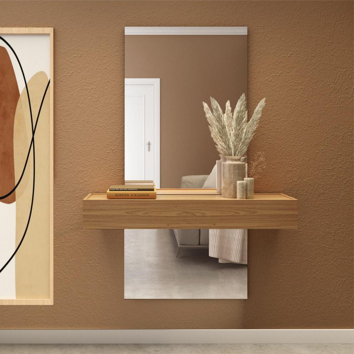 DECOCASA - Arrimo Espejo TB485E Castaño