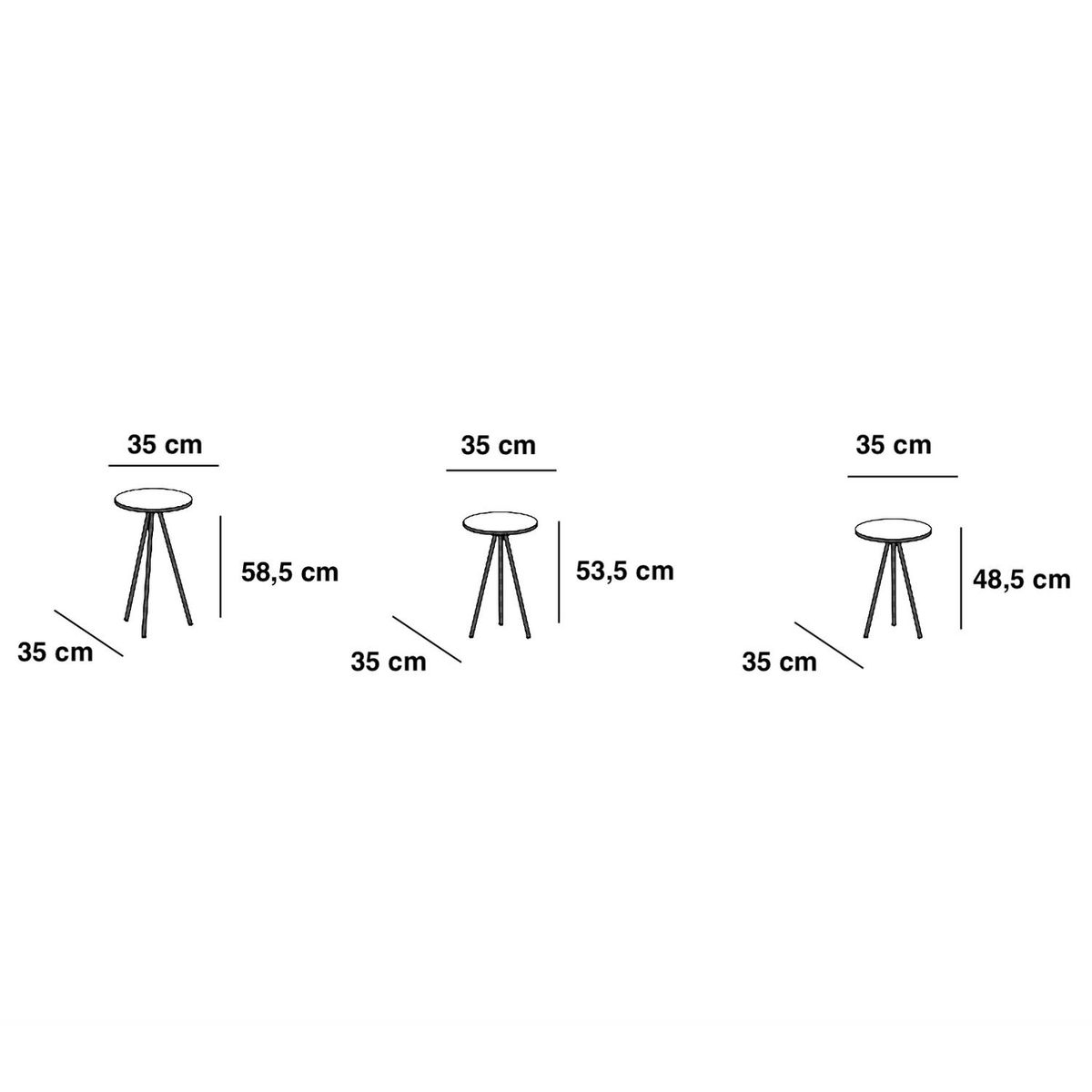 DECOCASA - Set Mesas Lateral 27942+27943+27944 Nat Dorado