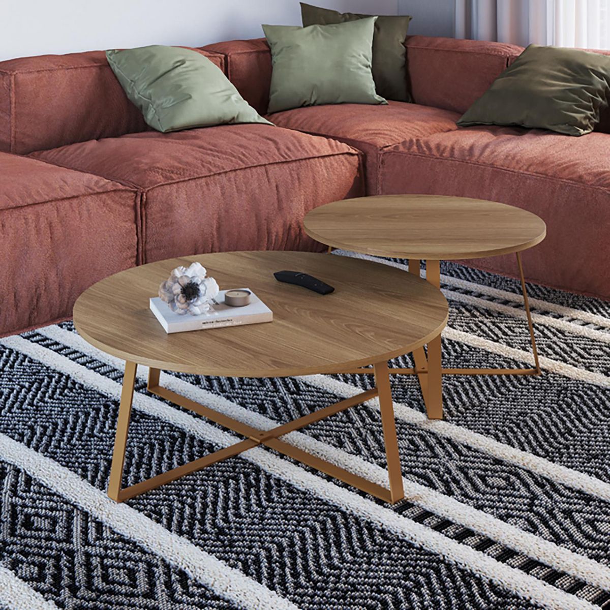 DECOCASA - Set Mesas Centro 27947+27948 Nat Dorado