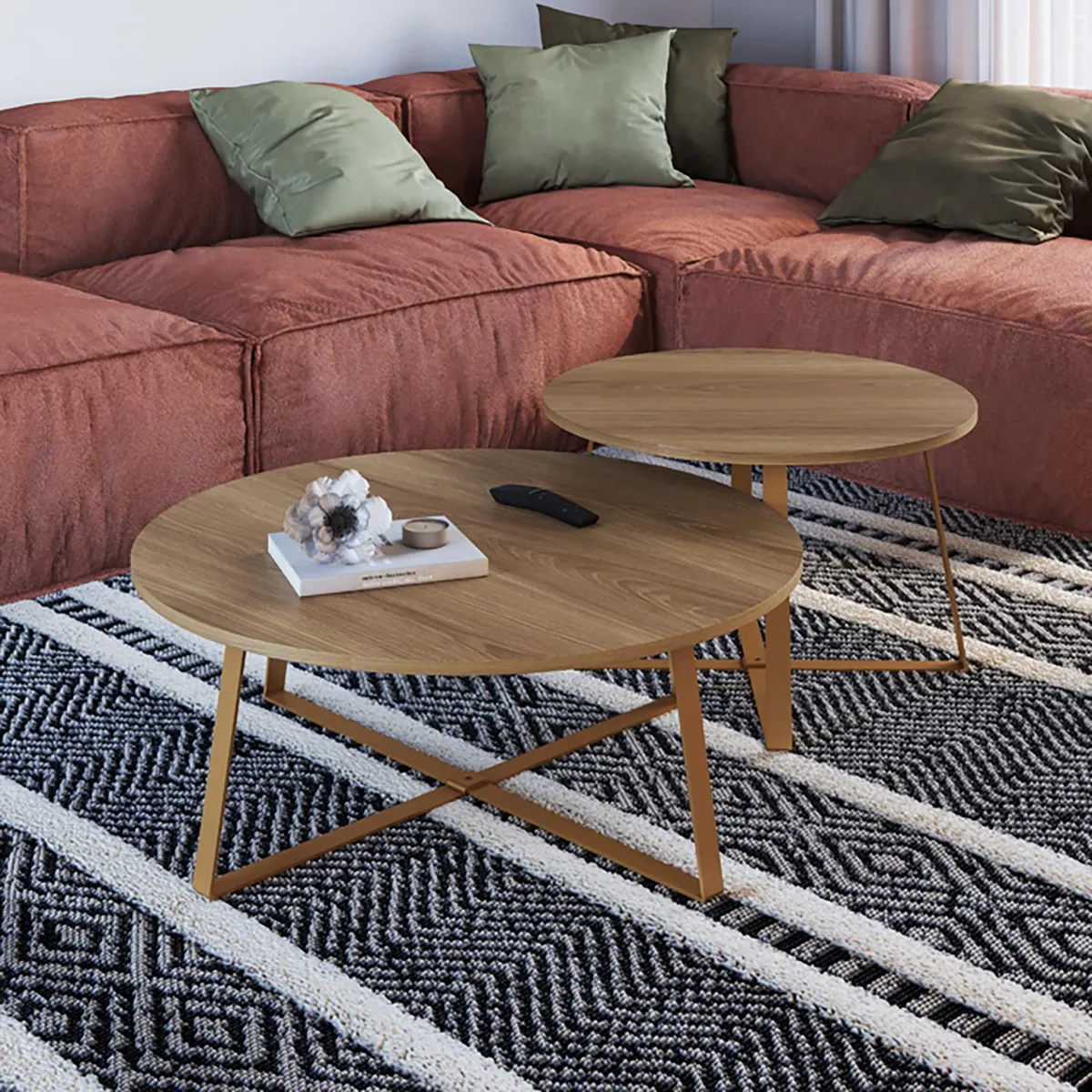 DECOCASA - Set Mesas Centro 27947+27948 Nat Dorado