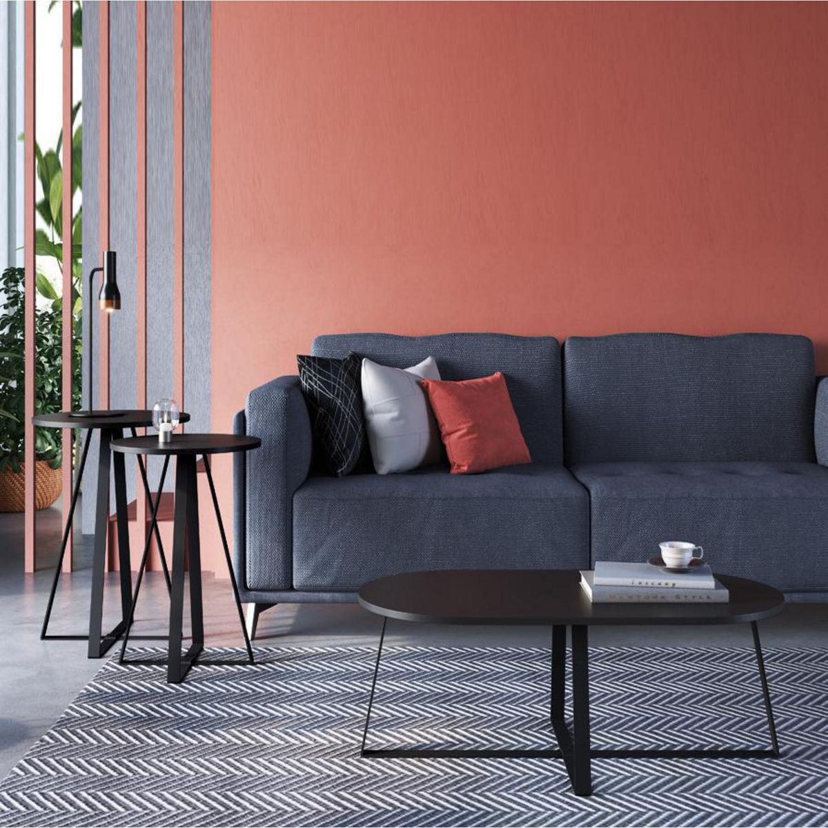 DECOCASA - Set Mesas Lateral 27939+27940+M Centro 27941 Negro