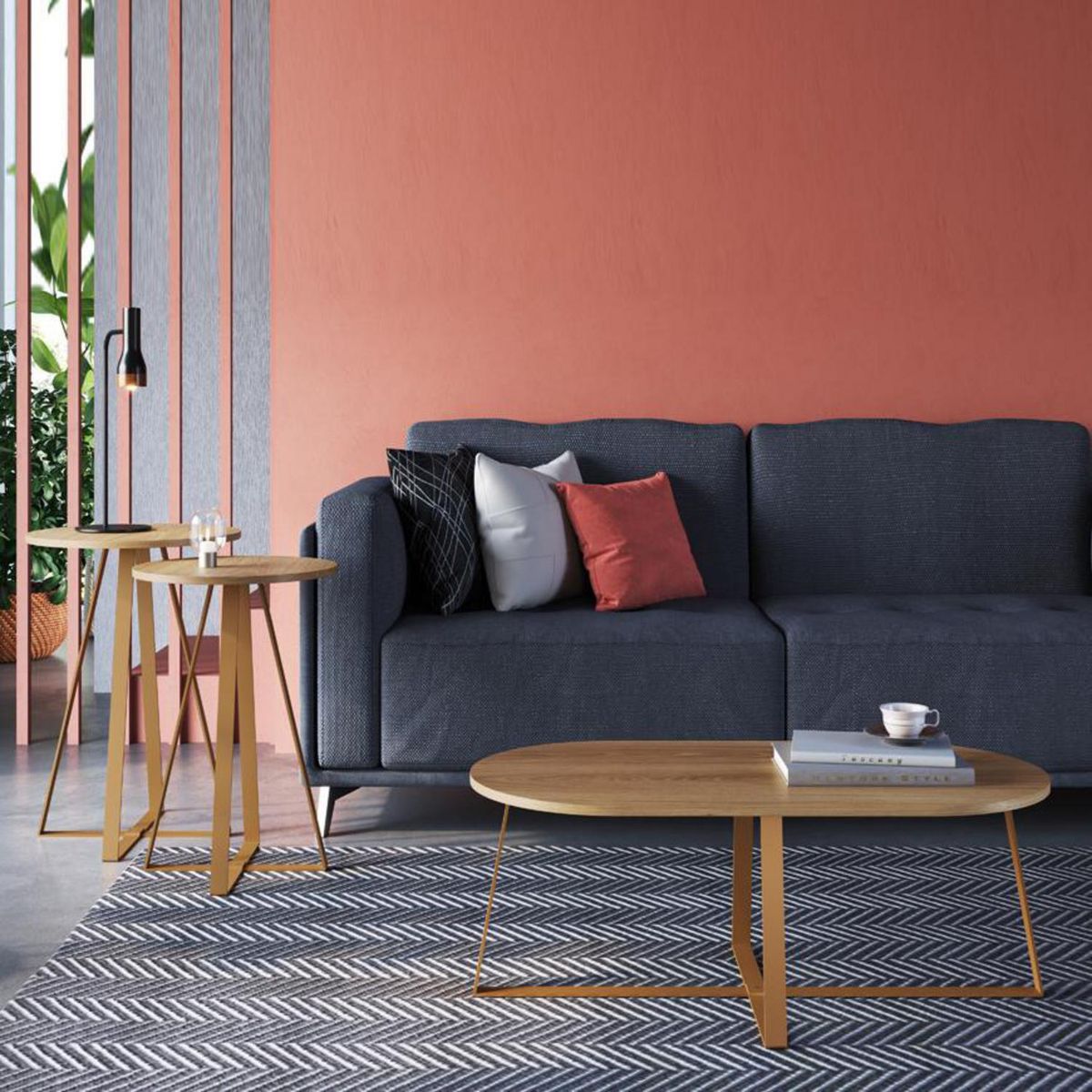 DECOCASA - Set Mesas Lateral 27939+27940+M Centro 27941 Nat Dorado