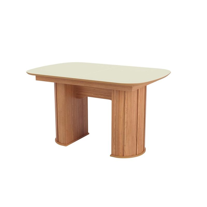 DECOCASA - Juego de Comedor TM74 4 Sillas Mesa Rectangular 90x77x135 cm OFF white/castaño
