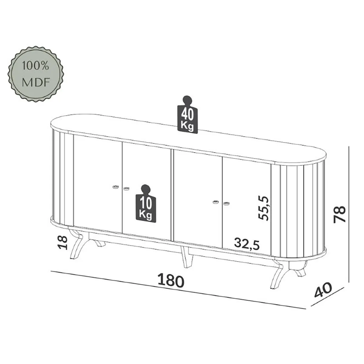 DECOCASA - Buffet TB296 1.8 castaño