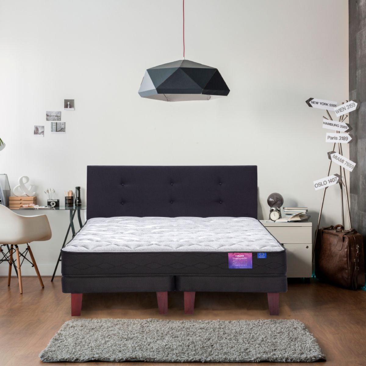 FLEX - Cama 2 plazas Europea Therapedic Plus Negro