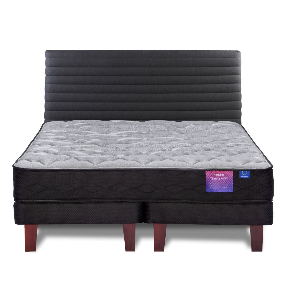 FLEX - Cama Europea Therapedic plus king + respaldo Modern grafito