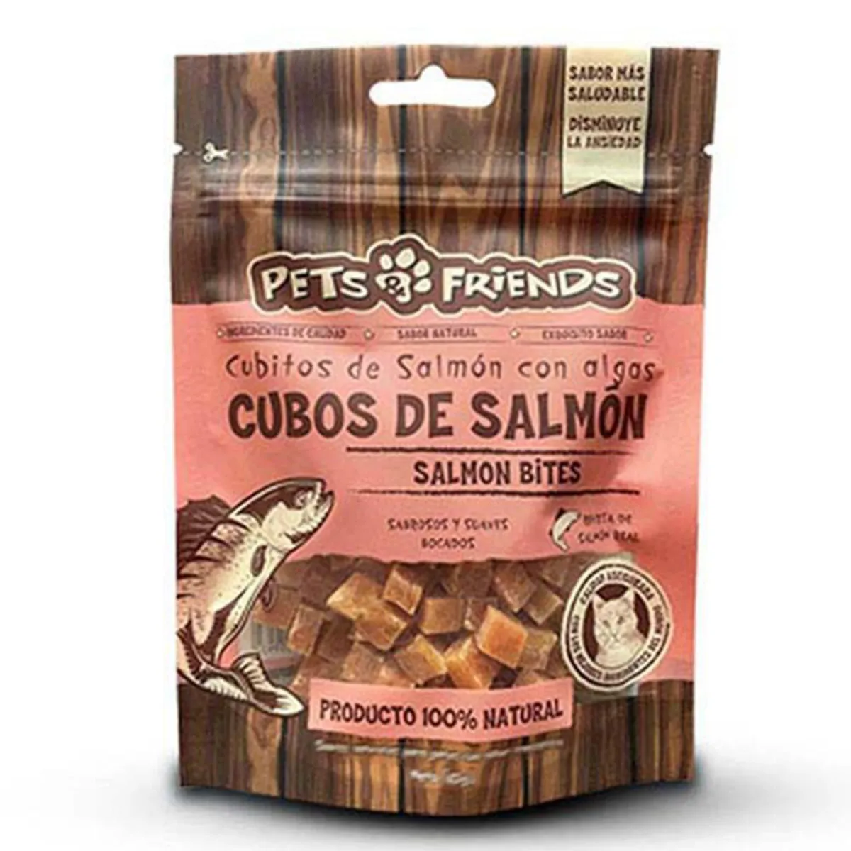PETS AND FRIENDS - Snack gato cubos de salmon 65 gr