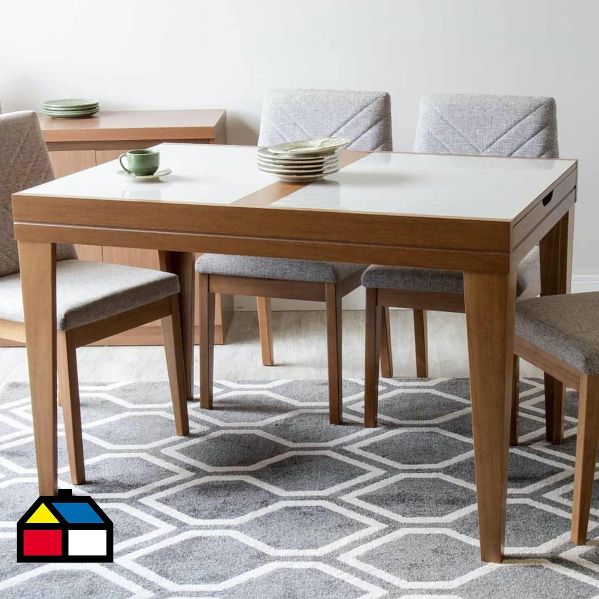 DECOCASA - Juego de Comedor Junior 8 Sillas Mesa Rectangular 81x77x160 cm Café