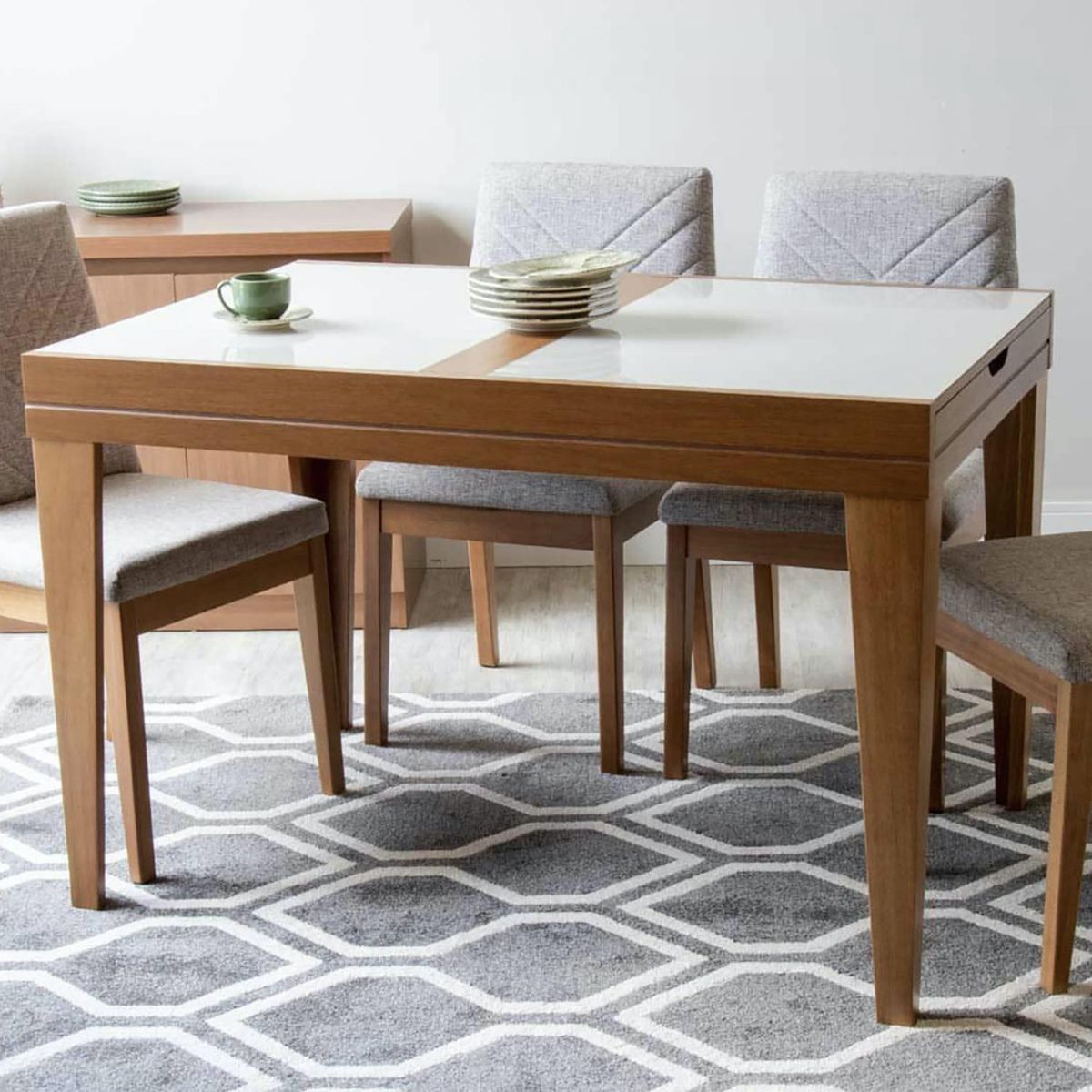 DECOCASA - Juego de Comedor Junior 8 Sillas Mesa Rectangular 81x77x160 cm Café