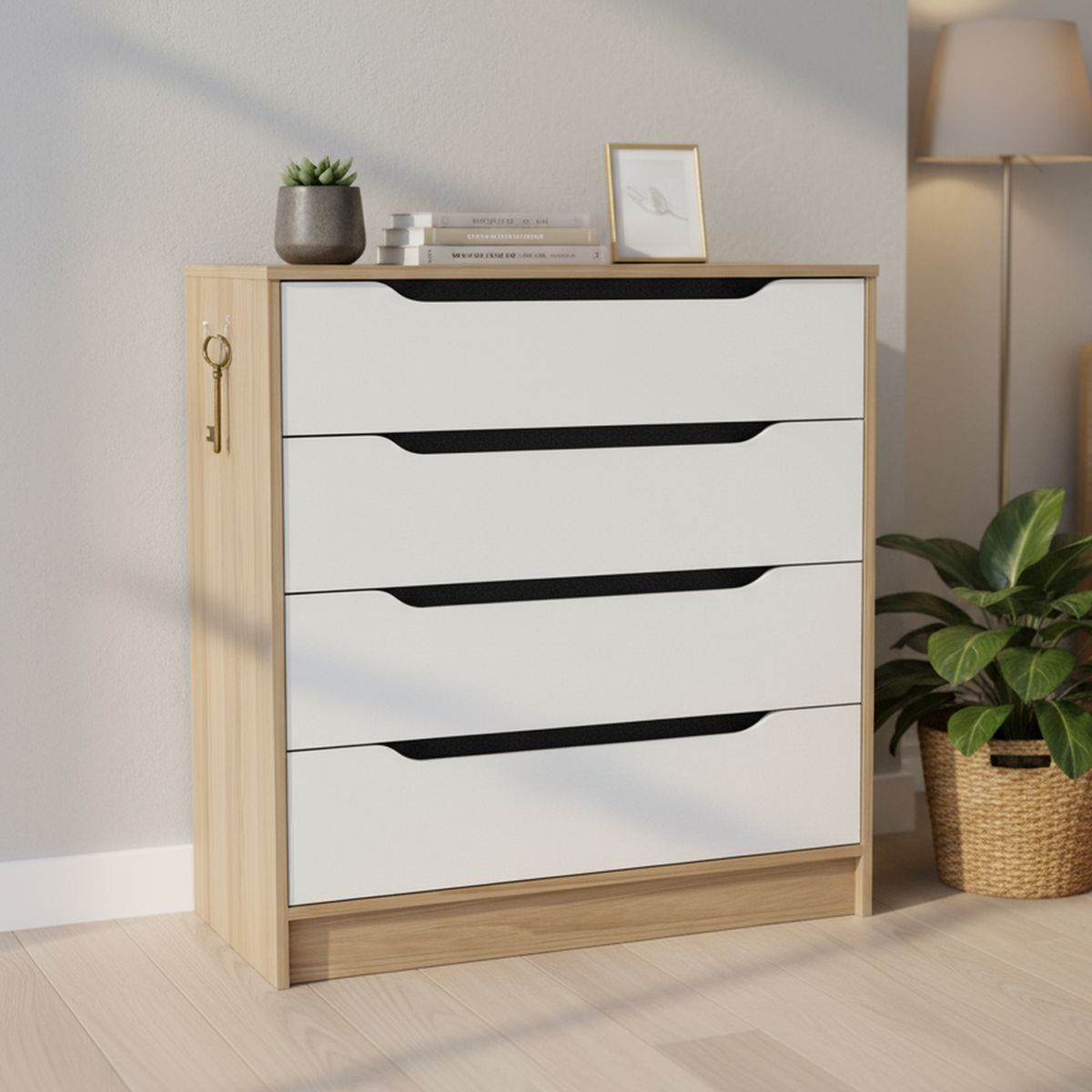 CIC - Cómoda 4 Cajón(es) Olmo 80x85x45 cm Café